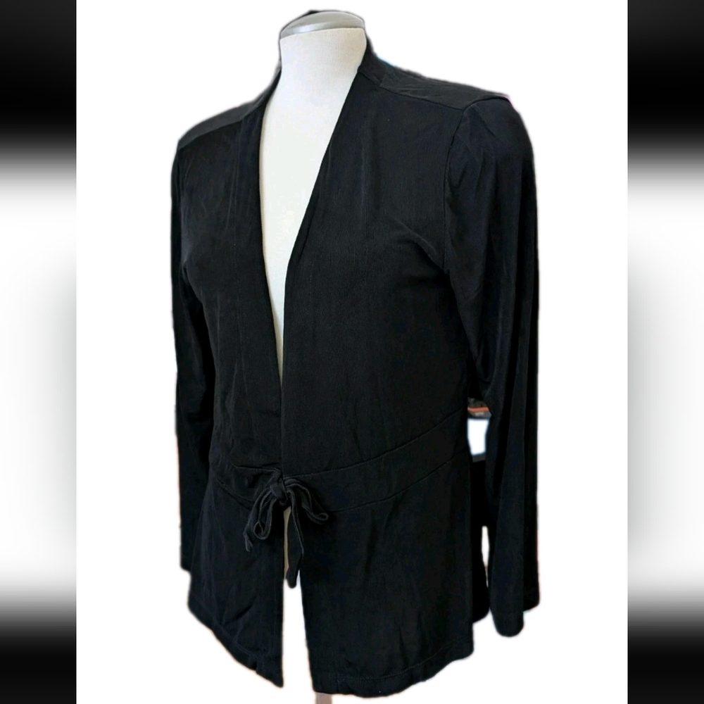Chico's Travelers Women Tie Front Top Large Long Sleeve Blouse Slinky Cardigan 2
